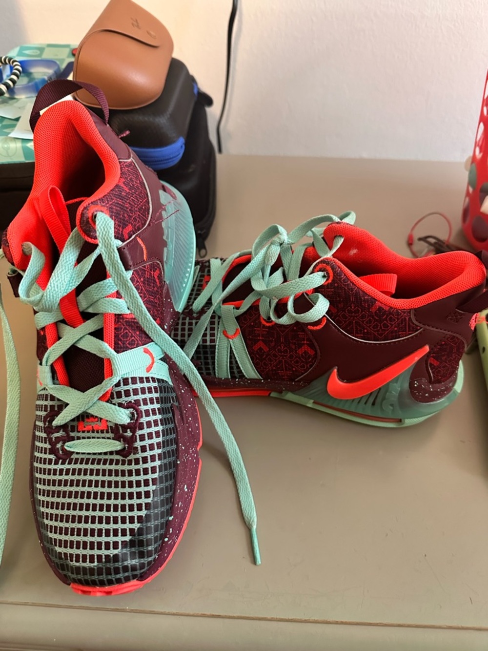 Nike Kids' Red and Teal Performance Sneakers
